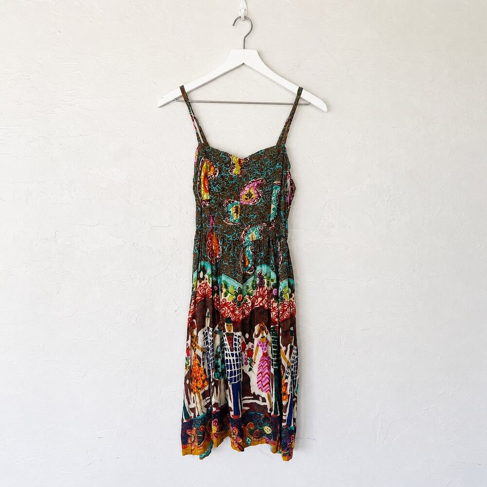Jams World Just For Fun Hawaiian Rayon Smocked Midi Dress M Folk Art